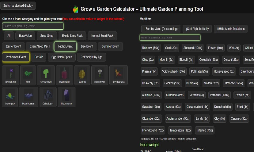 Grow A Garden Calculator screenshot